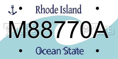 M88770A Rhode Island License Plate