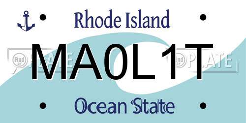 MA0L1T Rhode Island License Plate