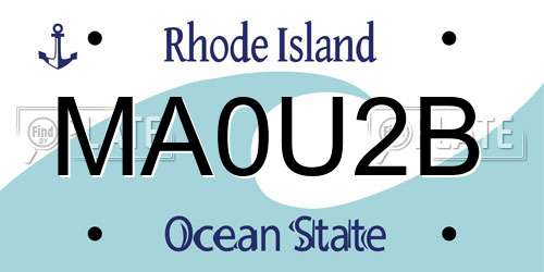 MA0U2B Rhode Island License Plate