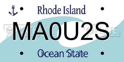 MA0U2S Rhode Island License Plate