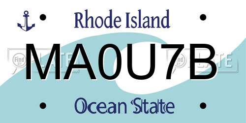 MA0U7B Rhode Island License Plate