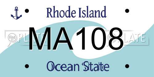 MA108 Rhode Island License Plate