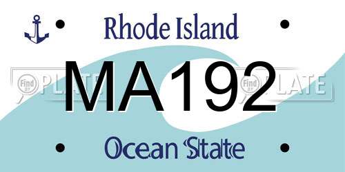 MA192 Rhode Island License Plate
