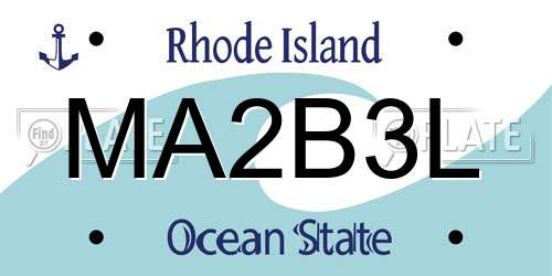 MA2B3L Rhode Island License Plate