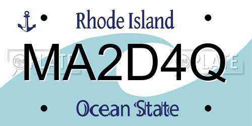 MA2D4Q Rhode Island License Plate