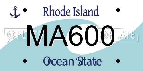 MA600 Rhode Island License Plate