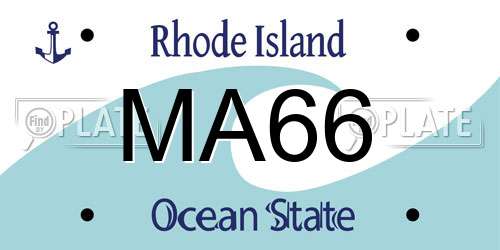 MA66 Rhode Island License Plate