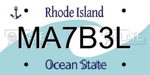 MA7B3L Rhode Island License Plate