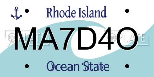 MA7D4O Rhode Island License Plate