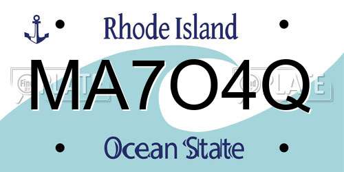 MA7O4Q Rhode Island License Plate