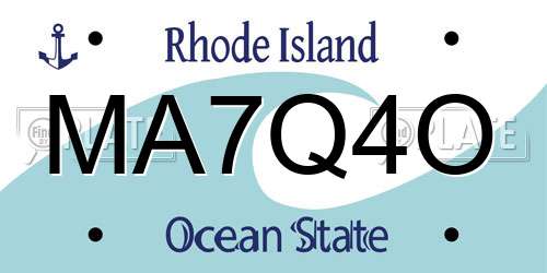 MA7Q4O Rhode Island License Plate
