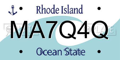 MA7Q4Q Rhode Island License Plate
