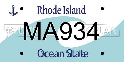 MA934 Rhode Island License Plate