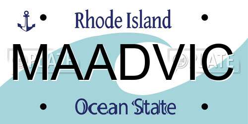 MAADVIC Rhode Island License Plate