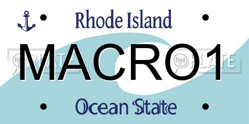 MACRO1 Rhode Island License Plate