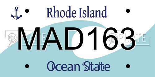 MAD163 Rhode Island License Plate
