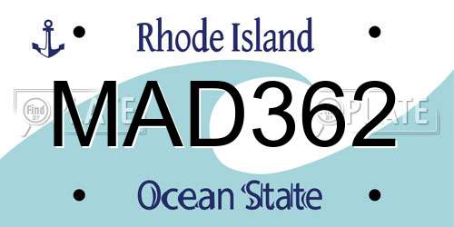 MAD362 Rhode Island License Plate