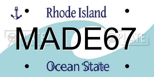 MADE67 Rhode Island License Plate