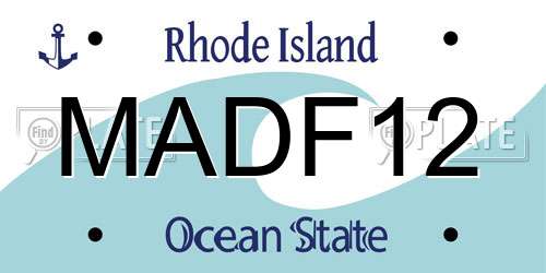 MADF12 Rhode Island License Plate