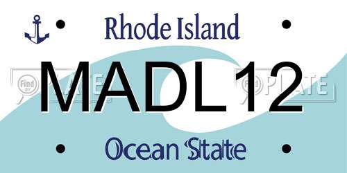 MADL12 Rhode Island License Plate
