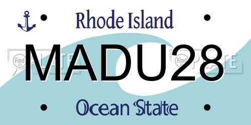MADU28 Rhode Island License Plate