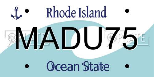 MADU75 Rhode Island License Plate