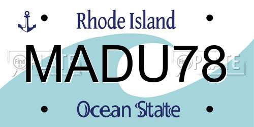 MADU78 Rhode Island License Plate