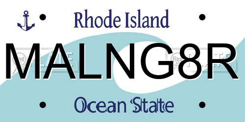 MALNG8R Rhode Island License Plate