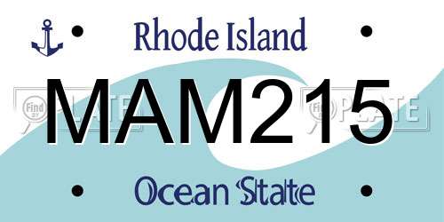 MAM215 Rhode Island License Plate