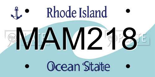 MAM218 Rhode Island License Plate