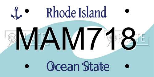 MAM718 Rhode Island License Plate