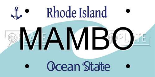 MAMBO Rhode Island License Plate