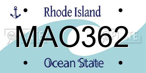 MAO362 Rhode Island License Plate