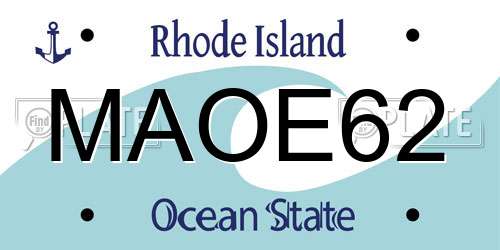 MAOE62 Rhode Island License Plate