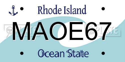 MAOE67 Rhode Island License Plate