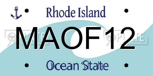 MAOF12 Rhode Island License Plate