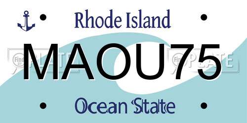 MAOU75 Rhode Island License Plate