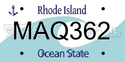 MAQ362 Rhode Island License Plate