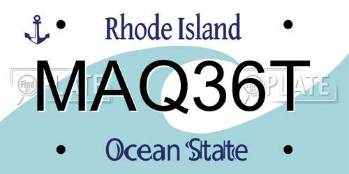 MAQ36T Rhode Island License Plate