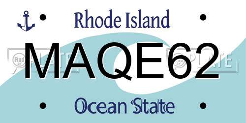 MAQE62 Rhode Island License Plate