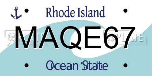 MAQE67 Rhode Island License Plate