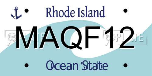 MAQF12 Rhode Island License Plate