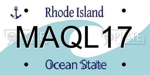 MAQL17 Rhode Island License Plate