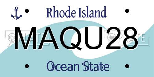MAQU28 Rhode Island License Plate
