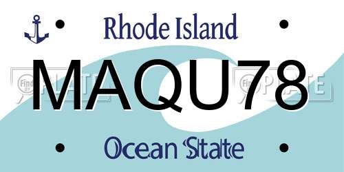 MAQU78 Rhode Island License Plate
