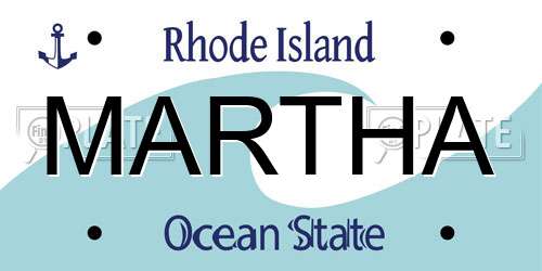 MARTHA Rhode Island License Plate