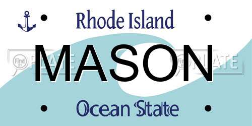 MASON Rhode Island License Plate