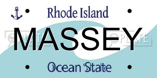 MASSEY Rhode Island License Plate