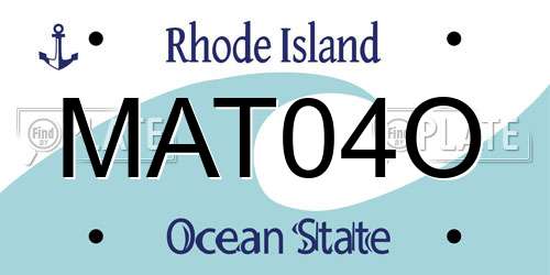 MAT04O Rhode Island License Plate