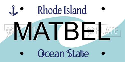 MATBEL Rhode Island License Plate